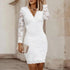Elegant Ladies Wrap Bodycon Dress with Soft Lace Long Sleeves for Parties and Daily Wear